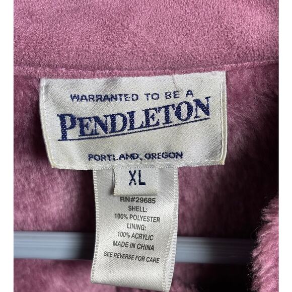 Pendleton Vest Women's Pink Zip Front Two Pockets Faux Leather Suede size XL - Picture 5 of 6
